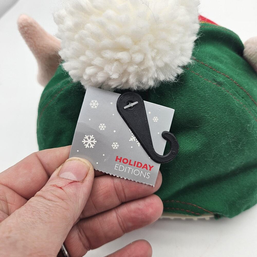 Christmas Elf Merry Hat Cap Snap Back One‎ Size Green Red Pom Pom Ears Glitter - Picture 6 of 11